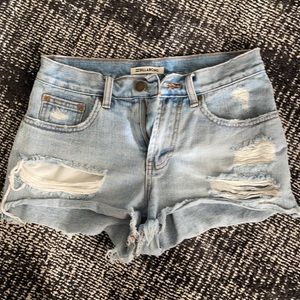 Billabong medium rise destroyed shorts, size 24.